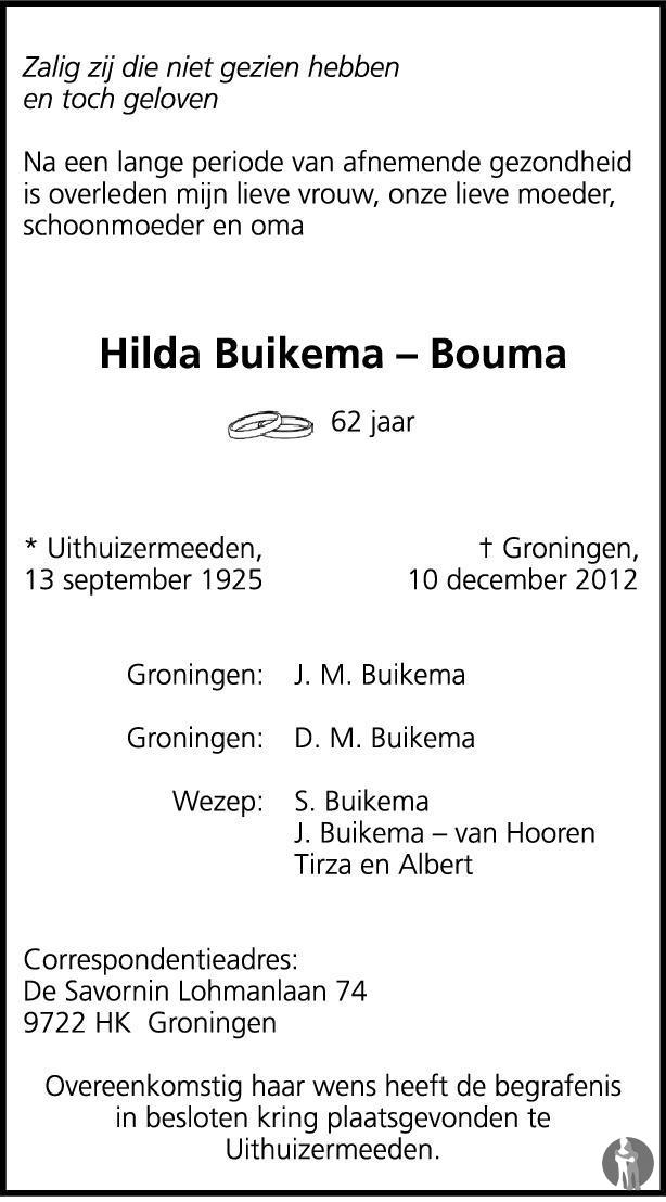 hilda buikema-bouma in 2012.